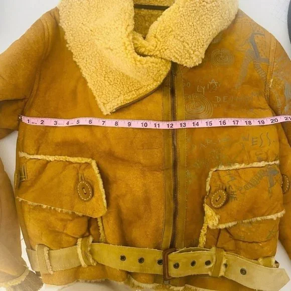 People Of The Labyrinths RARE Women's Leather Jacket Faux Fur Size Large Coat - Picture 6 of 10